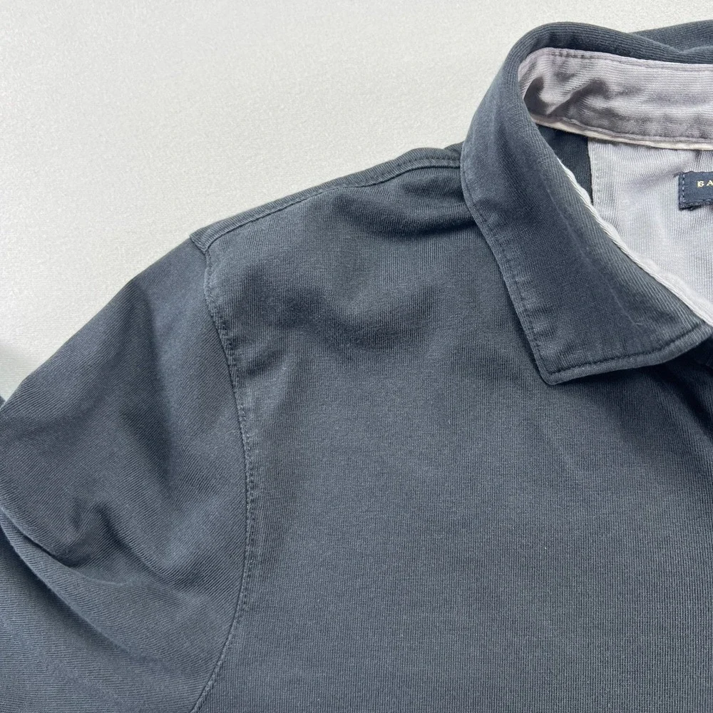 Banana Republic Fitted Pima Polo Shirt Mens M Black Tennis Tail Golf Performance